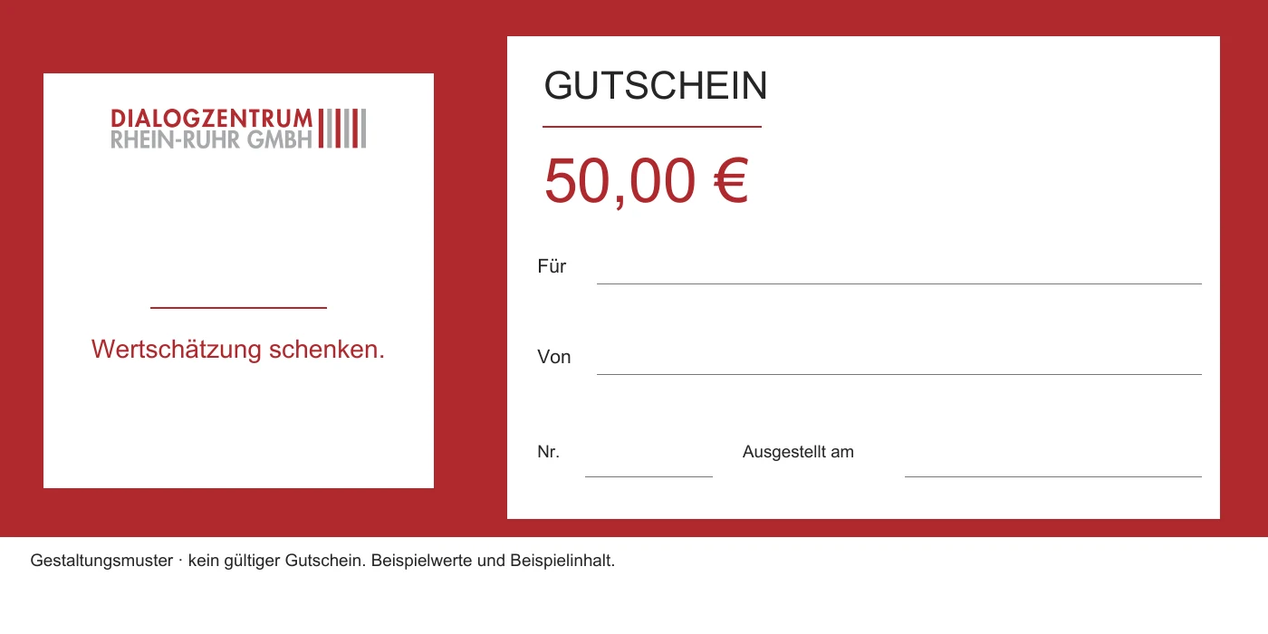 Gutschein-Gestaltungsmuster mit Beispielwert 50 Euro