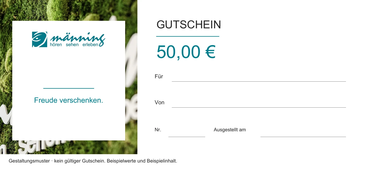 Gutschein-Gestaltungsmuster mit Beispielwert 50 Euro